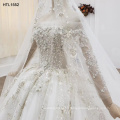 Jancember HTL1552 Boat Neck Longsleeve Heavy Hand Made Wedding Dress Bridal Gown